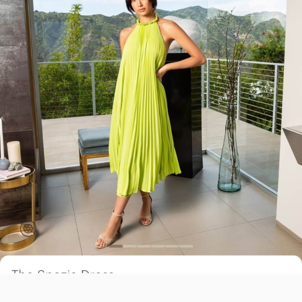 Zara Green Pleated Maxi Dress